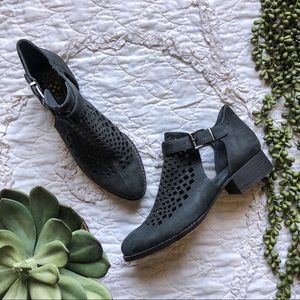 Vince Camuto Cadey Laser Cut Gray Booties